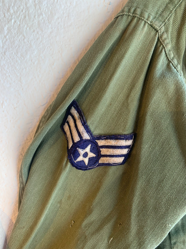 VTG 1940's/50's HBT M-43 Military Jacket - Herringbone Green #085