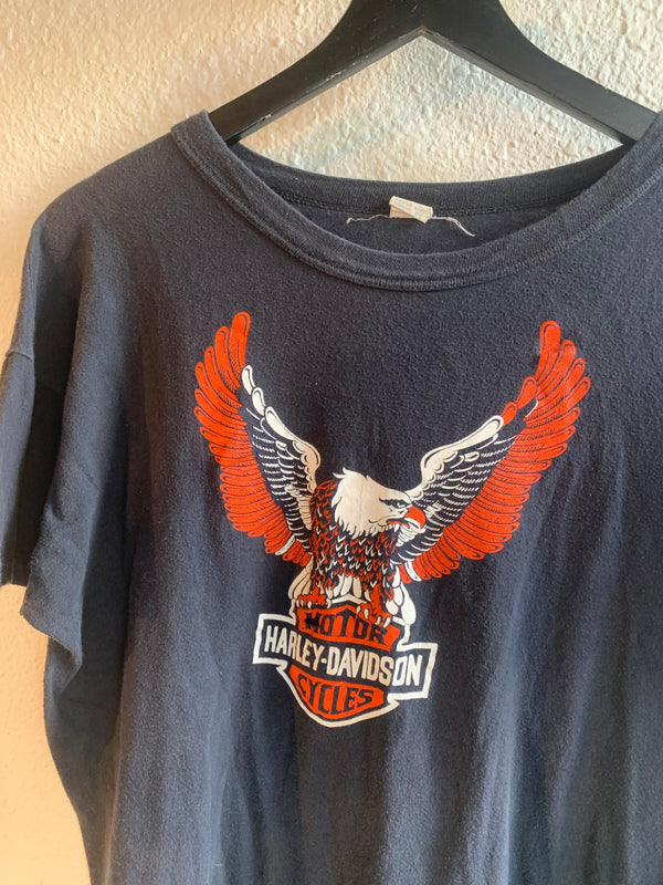 VTG 1970's Harley Davidson Rare Eagle Single Stitch Tee #089