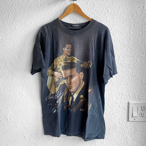 Vintage Elvis Presley 1990s  - KING OF ROCK SOLDIER T SHIRT Mens L #040