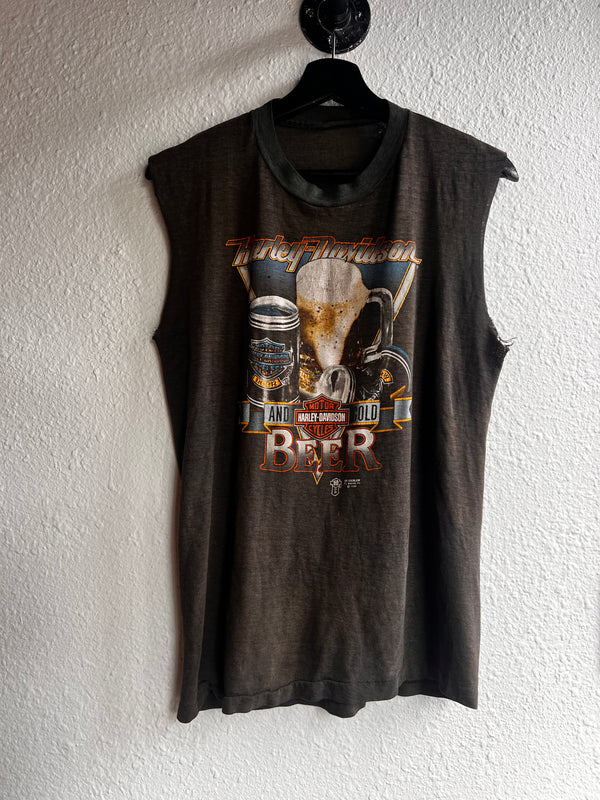1988 3D Emblem Harley Davidson Cold Beer Sleeveless
