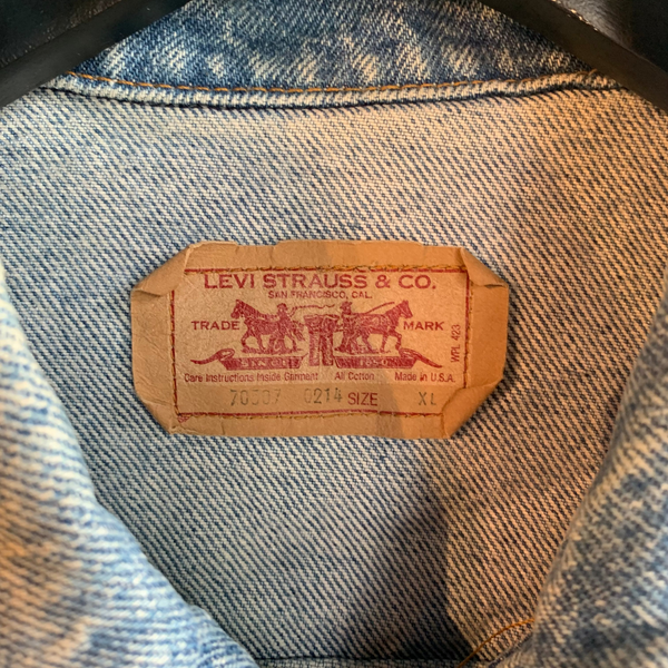 VTG - 90s Levi's 70506-0216 Denim Trucker Jacket USA Blue Type 3 Small Tag #067