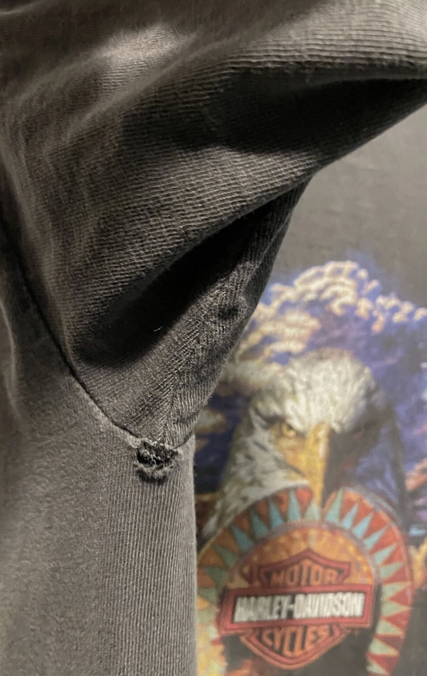 1990s Vintage Harley Lightning Native American Art Tee