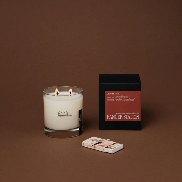 Leather + Pine Candle