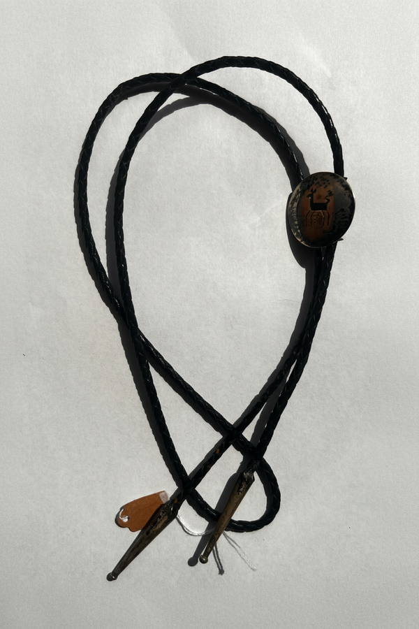 VTG Aztec Leather Bolo Tie