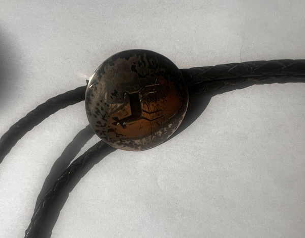 VTG Aztec Leather Bolo Tie