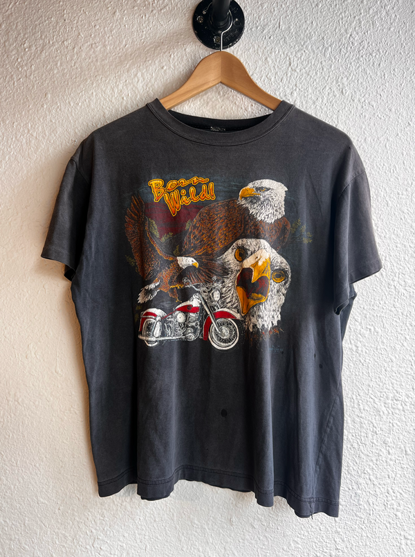 VTG 1990s Born Wild Eagle Motorcycle Tee  #114